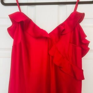 Vibrant Red Asymmetrical Sundress with Spaghetti Straps for Cocktail